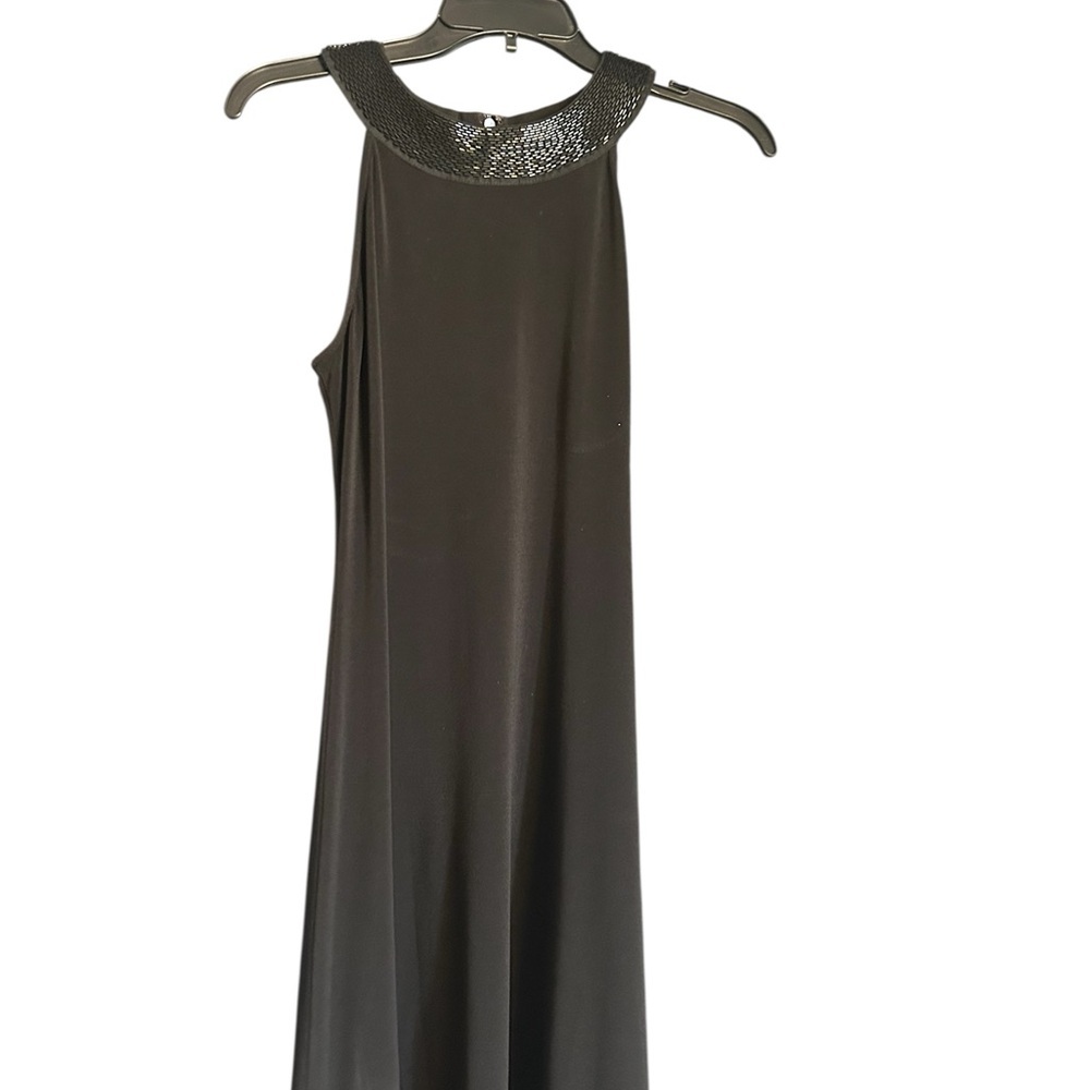 Ralph Lauren black sleeveless dress, beaded neckline Sz Petite small